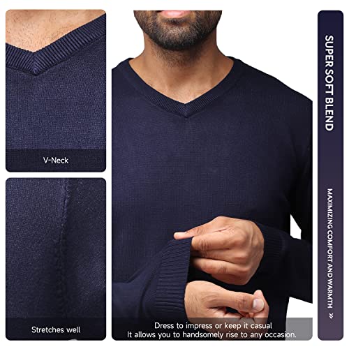 X Ray V Neck Sweater Men Regular And Big & Tall | Middleweight Soft Mens V Neck Sweater Slim Fit, Navy, Large #TOP2