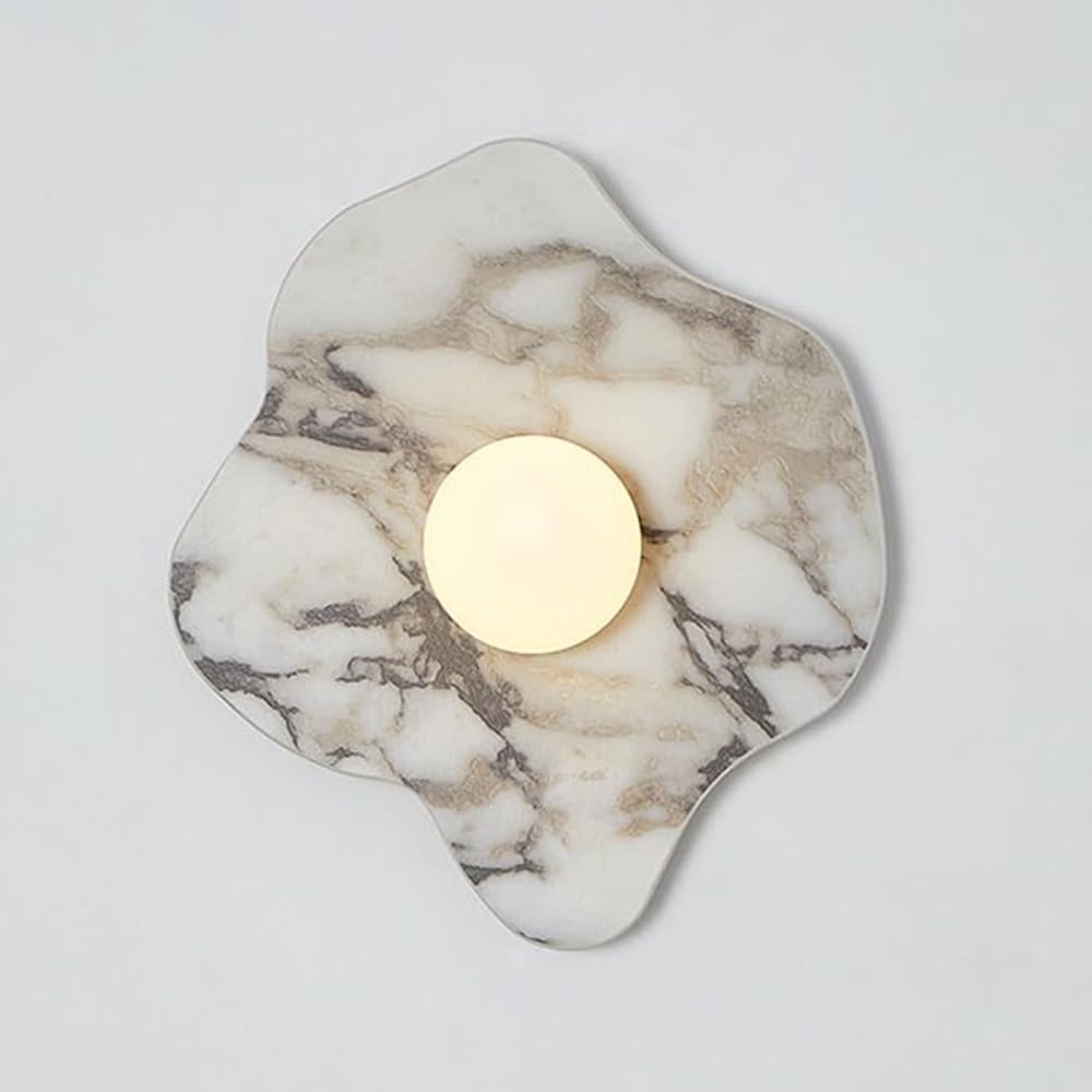 SSBHDM Creative Irregular Marble Wall Light, G9 Light Source Spherical Glass Wall Sconce, Nordic Industrial Style Wall Lamp, Restaurant Living Room Bedroom Decoration Lighting Fixtures