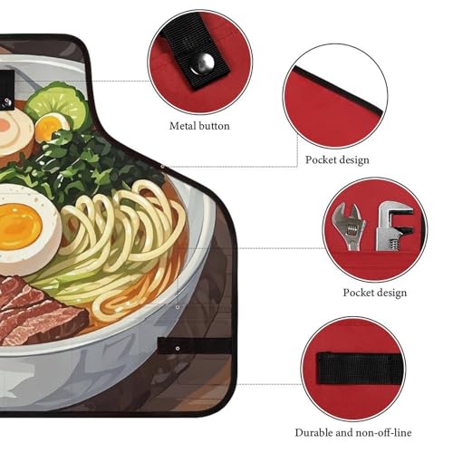 Delantal de trabajo japonés ramen con 8 bolsillos miniatura 3