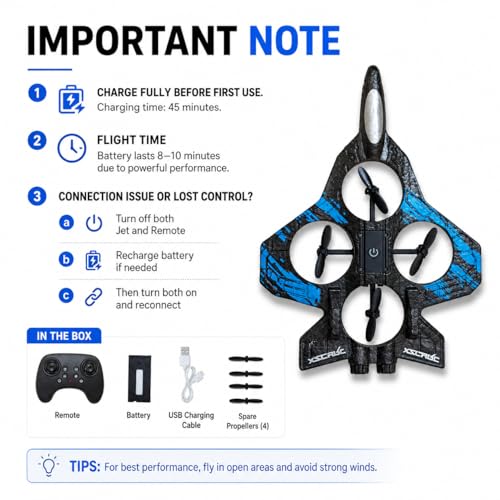 Image of RC Jet Airplane for Kids & Adults with Remote Control, 2.4GHz High Speed RC Plane Toy with LED Lights, Easy to Fly Remote Control Jet Plane for Boys Girls Outdoor Flying Toy (Blue)