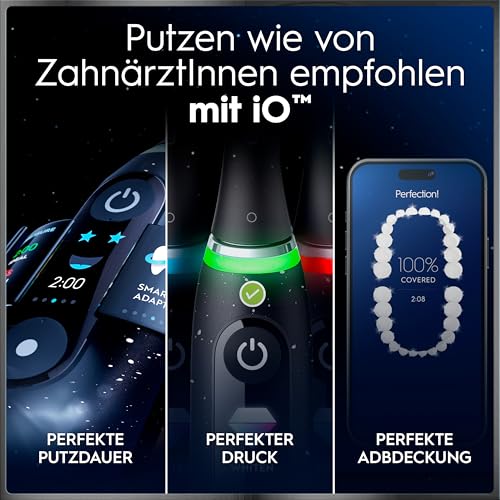Oral-B Spazzolino Elettrico iO 10, 3 Testine di Ricambio per Spazzolino Elettrico Ricaricabile Autentiche, Custodia Da Viaggio Ricaricabile, Pulizia Denti Efficace, Nero
