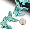 Ny6design 50mm Large Eagle Stone Pendant Bead Curved Double Side Gemstone Turquoise Howlite Beads 15" Strand Zuni Fetish Southwestern 13pcs (Blue) #3