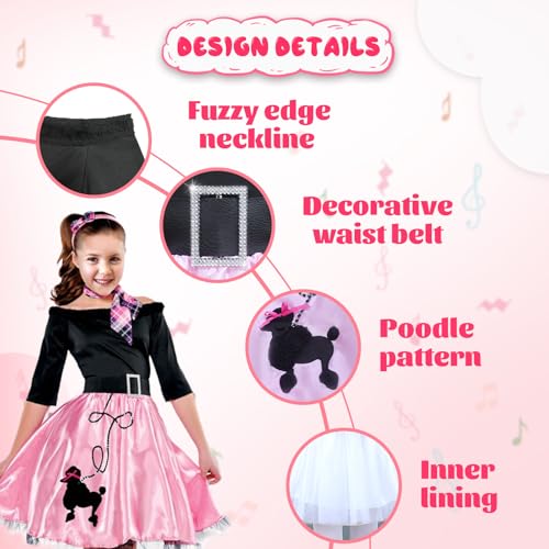 Disfraz años 50 para niñas con vestido y accesorios miniatura 4