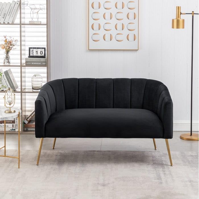 Image of 2-Seater,Loveseat Sofa Couch for Home and Living Room Bedroom & Office and Hallway Sofa (Black)