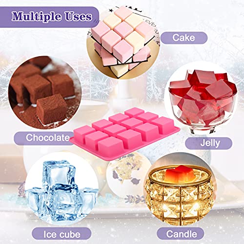 Mity Rain Silicone Wax Melts Mold, 2Pcs 12-Cavities Square Baking Molds Set For Candle-Making And Scented Wax Melts, Baby Food Chocolate Truffles, Ganache, Jelly, Candy, Praline. #TOP4
