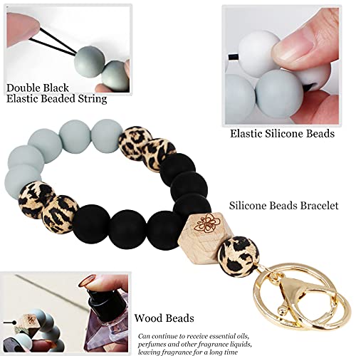 Hisuper Silicone Bangle Key Ring Bracelet Wallet Key Chain For Circle Wrist Bracelet For Car Keys Keychains Elastic Beaded Wristlet Women Beaded Keychain With Card Horder #TOP4