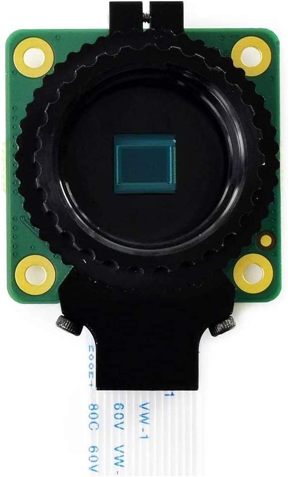 Ispred view of the Raspberry Pi HQ Camera Module, showing the lens mount and sensor.