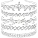 Crystal Headband Set of 5, Teenitor Jewelry Rhinestone Women Girl Hair Style Accessories Wedding Party Tiara Headdress- Silver