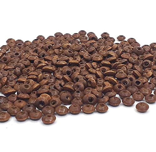 Perlin 1200 Pieces 5x3 mm Rondell Dark Brown Mini Spacer Wooden Beads for DIY Jewellery Making - Image 4