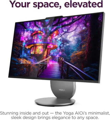 Image of Lenovo Yoga AIO Desktop Copilot 27 inch QHD IPS 120Hz W /Lift, Rotate, & Swivel | 16-core Intel Ultra 7-255H, 16GB LPDDR5X, 2TB SSD, Intel Arc GPU, WiFi 7, BT 5.4, 5MP IR Webcam, Win 11 Pro W /KB & Mouse