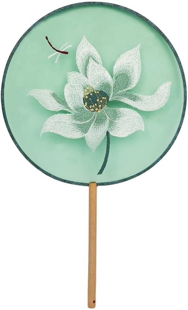 Embroidery Circular Fan Chinese Classical Ancient Costume Han Clothing Cheongsam Long Handle Tassel