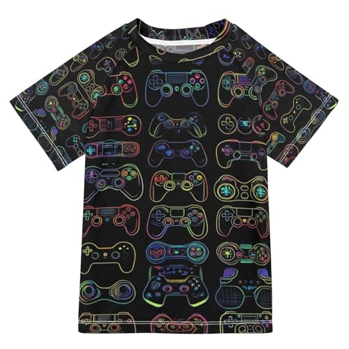 Kids Swimsuit Shadow Colorful Video Game Sunscreen T-Shirts Swimwear Sets UPF 50+