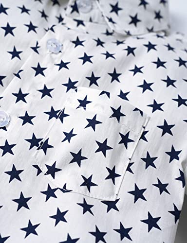 A&J Design Baby Boy Dress Shirt Infant Bodysuit Formal 4Th Of July Short Sleeve One Piece Gentlemen Rompers 3-6 Months White Star #TOP2
