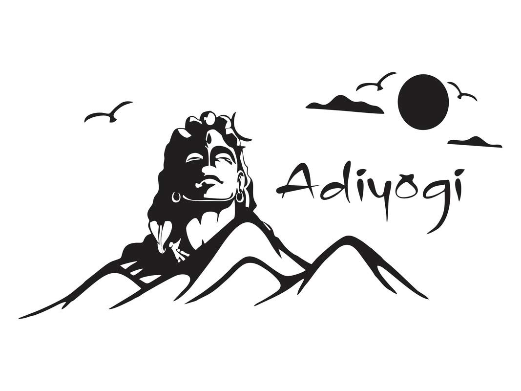 DivineDesigns™ Adiyogi Wall Sticker (Size 76 X 38 cm) Wall Sticker