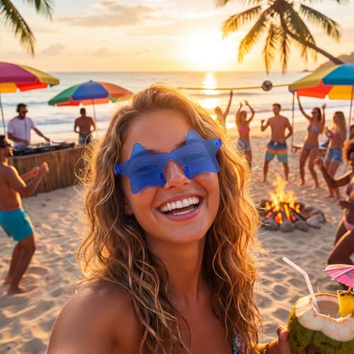 Image of Kanayu 200 Pair Star Shaped Rimless Sunglasses Transparent Star Candy Color Pentagram Glasses for Adult