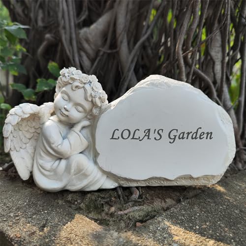 Generisch Personalisierte Gedenkgarten Engel Steine graviert mit jeder Nachricht für benutzerdefinierte Grabsteine Friedhof Marker Memorial Geschenke Symapthy Geschenke im Freien