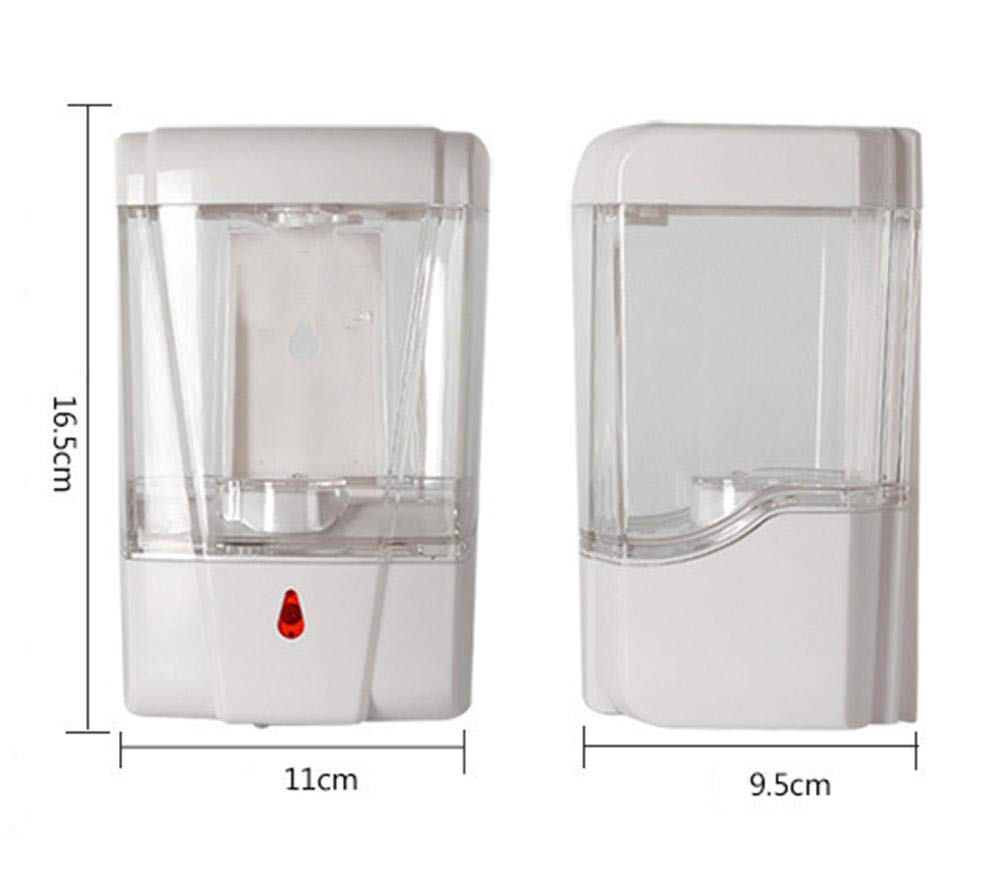 Dispensador de jabón automático montado en la Pared 700 ml, dispensador de jabón con Sensor de Infrarrojos sin Contacto para Cocina baño Oficina Hotel Escuela Restaurante