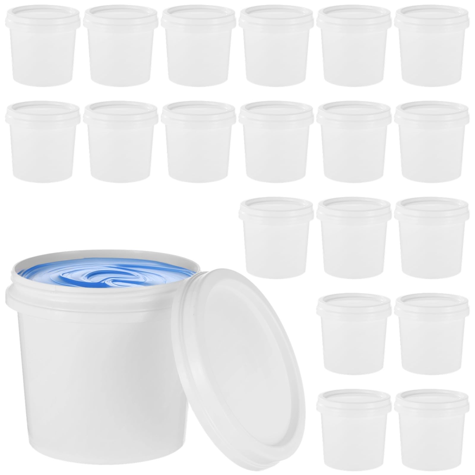 20 PCS Paint Buckets with Lids, 1 L Plastic Paint Bucket for Painting, 1/4 Gal 2 Pint Can Cylinder White Empty Storage Containers for Paint Liquids