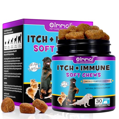 Kausnacks Gegen Juckreiz Und Immunität Bei Hunden, Lindert Immunität Bei Haustierallergien,Juckende Haut Bei Und Gesünderes Fell,Stoppt Das Pfotenlecken,Lindert Juckreiz Für Alle Rassen Und Größen–30P