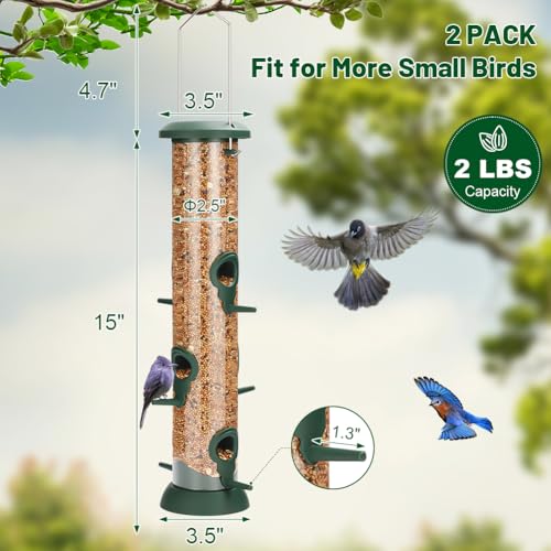 FEED GARDEN Tube Bird Feeder 2 Pack, 15 Inch Plastic Hanging Bird Feeder by FEED GARDEN - Used condition - Image 2