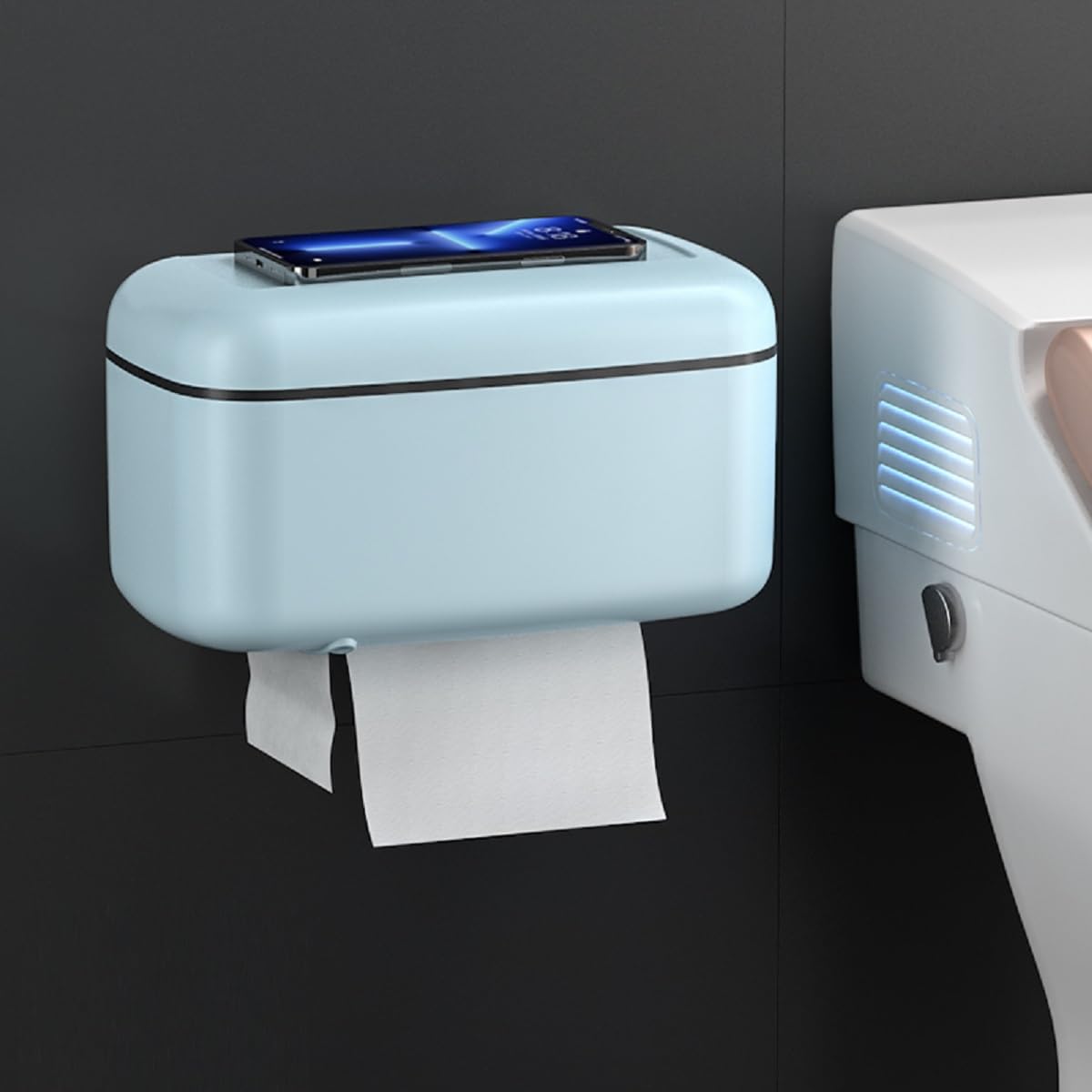 Lxoice Self Adhesive Toilet Paper Holder for Bathroom with Mobile Stand, Bathroom Accessories, Toilet Paper Roll Holder for Bathroom, Wall Mounted Tissue Paper Holder (Regular, Blue) (B0CPJ8DQNQ) Amazon Price History, Amazon Price Tracker