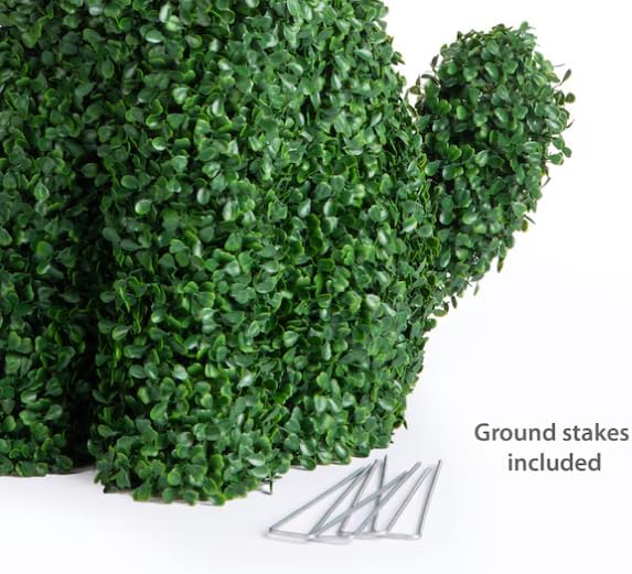 24-Inch Artificial Boxwood Dog Topiary – Green Garden Statue for Indoor/Outdoor Decor, Lifelike Dense Foliage, Lawn Ornament for Yard, Patio, Porch, Weddings & Events