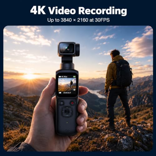 Image of VETEK 4K Vlogging Camera,75MP Pocket Digital Camera for YouTube with 330 Rotating Lens,WiFi,1.72 inch Touch Screen,Face Tracking,16GB TF Card & Tripod,Handheld Camera for Daily Recording(Gunmetal)