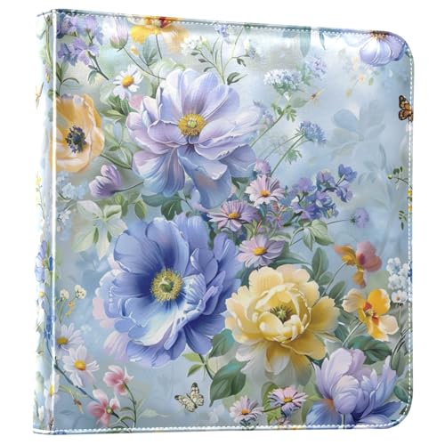 Álbum de fotos autoadhesivo DIY para scrapbook con flores elegantes, encuadernación de 3 anillos, 40 páginas, tamaño 8x10 miniatura 1