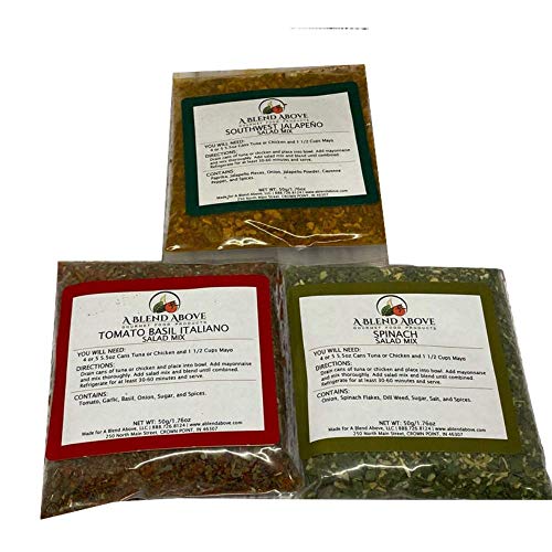 A Blend Above Salad Mix 3 Pk Variety, Best Sellers - Southwest Jalapeno, Tomato Basil Italiano, And Spinach #TOP5