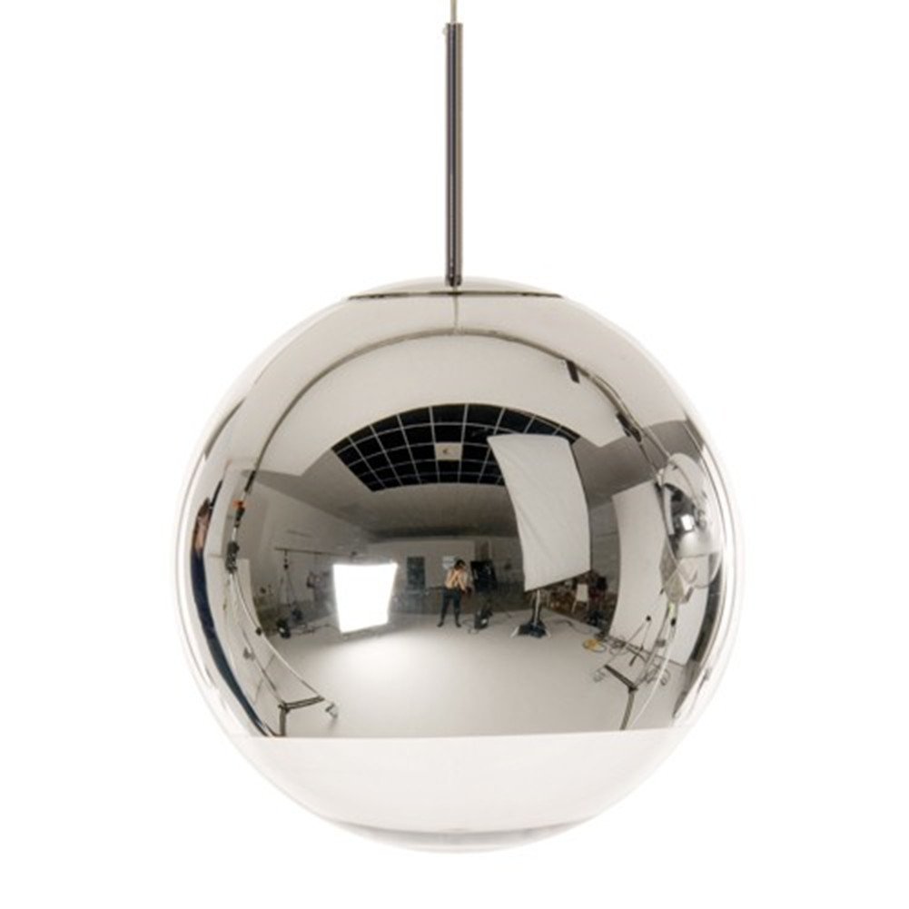 Abat-Jour en Métal et Plafonnier Suspendu Boule de Verre Argenté E27 pour Salon
