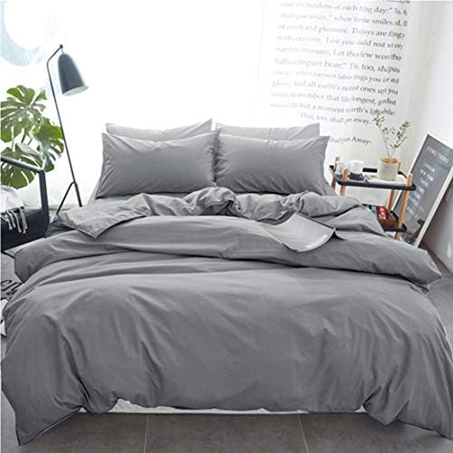 INGALIK Bedding 3 Piece Duvet Cover Set King Size with Zipper Closure Ultra Soft Breathable 100% Washed Microfiber Hotel Luxury Solid Color Collection 3pc (1 Duvet Cover + 2 Pillow Shams) Light Grey