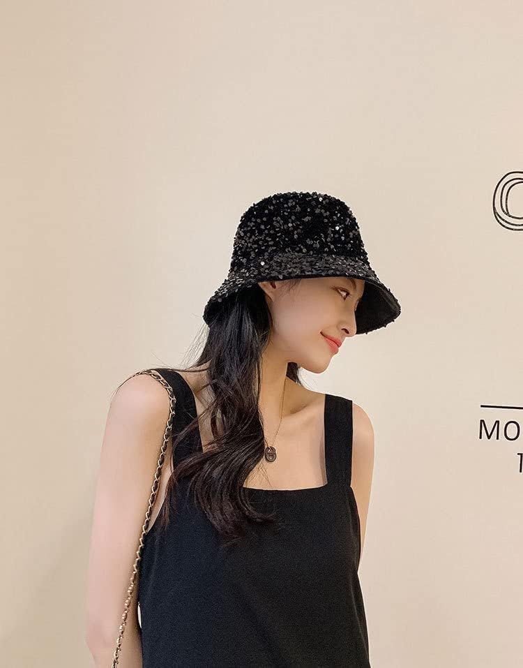 Women's Sequin Bucket Sun Hat Bling Bling Reversible Glitter Outdoor Shiny Sun Hats - Image 6
