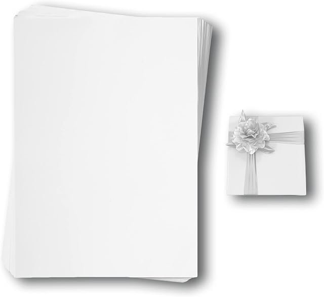 KAPCO 100 White Tissue Paper MG Acid Free Sheets (20 x 30 inches) for Arts & Craft, Decoupage, Packing, Moving, Removal, Packaging Material for Clothes, Shoes & Storing Fragile Items (500mm x 750mm)