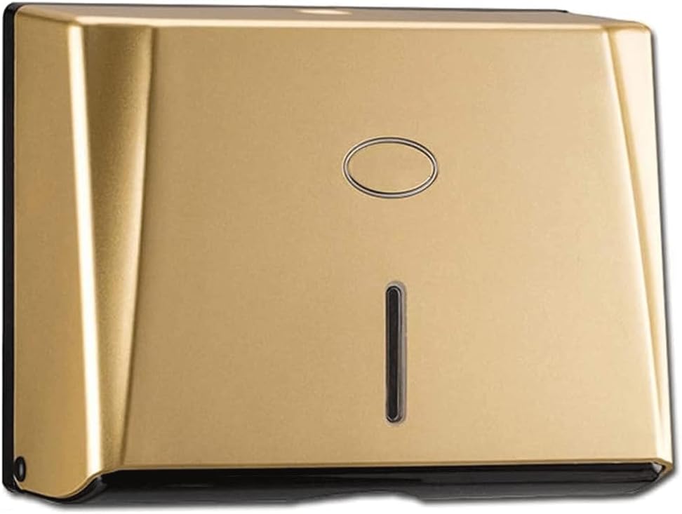Paper Towel Dispenser Wall-Mounted Paper Towel Dispenser Free Punch Waterproof Drawer Toilet Commercial Tissue Dispenser Toilet Tissue Holder High Capacity (Gold)