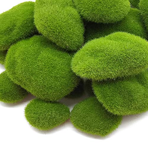 Ronyoung 30Pcs Artificial Moss Rocks, 3 Size Faux Green Moss Covered Stones Green Moss Balls Decorative Fake Moss Decor For Fairy Gardens Floral Arrangements Craft #TOP3