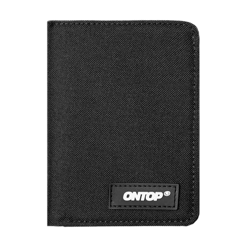 ONTOP Vertical Bifold Wallet, Minimalist Card Holder, Ultra Lightweight, Water Resistant, Unisex (Black)