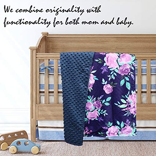 Tanofar Baby Blankets Purple Floral Minky Toddler Blanket For Boys Girls, Dotted Backing, Double Layer, Crib Receiving Blanket, For Nursery/Stroller/Toddler Bed/Carseat, 30 X 40 In, Watercolor Flower #TOP5