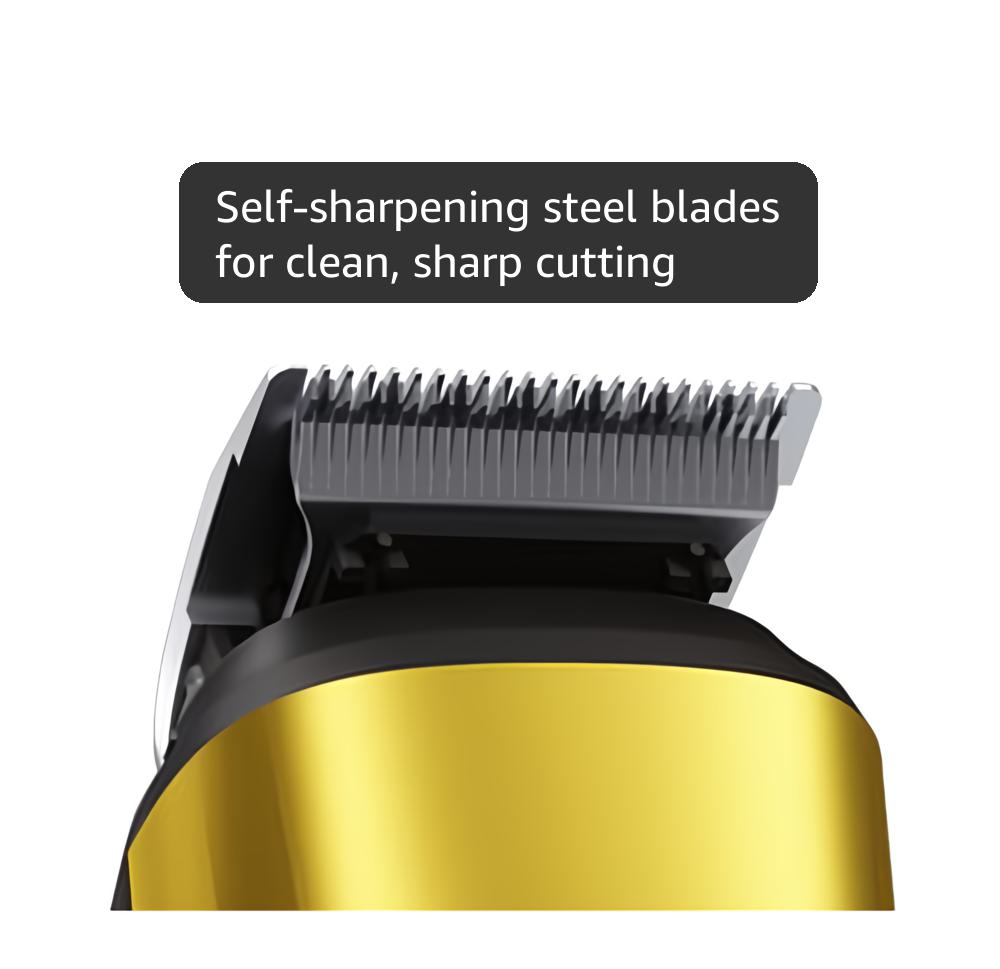 Beard Trimmer, 21 Piece Mens Grooming Kit and Hair Clipper, Cordless Rechargeable Electric Razor for Beard, Face, Nose, Hair Trimmer, Gold