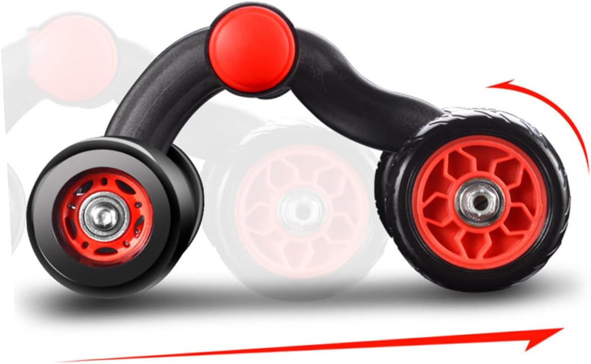 Automatic Rebound Four-wheel Abdominal Muscle Roller with Non-slip Handles and Knee Mat Silent Fitness Wheel for Core Strength Weight Loss and Home Exercise Training Black