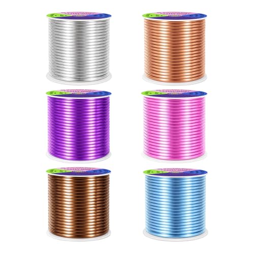 Image of Mandala Crafts 13 GA Blue Pink Brown Assorted Anodized Aluminum Craft Wire | 300 FT, Colored, Flexible, Bendable for Bonsai Armature Sculpting Wire Wrapping Jewelry Making, Weather & Tarnish Resistant