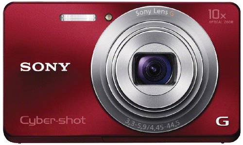 Image of Sony Cyber-Shot DSC-W690 16.1MP Point and Shoot Camera (Red) with 10x Optical Zoom, 4GB Card and Camera Case