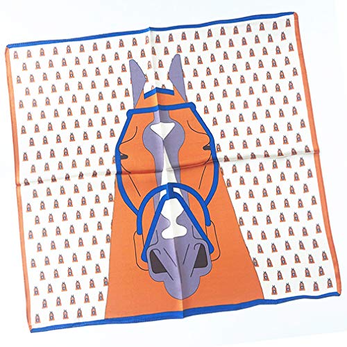 Small Square 100% Pure Mulberry Silk Scarf for Women Neckerchief Headscarf 21" x 21" Orange Horse2