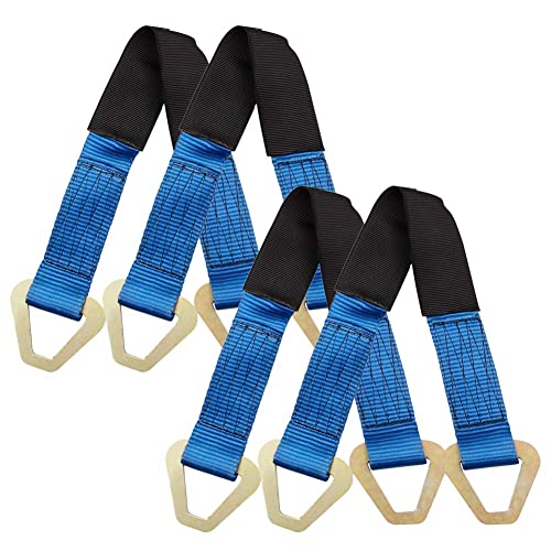 Axle Straps 10000 Lbs Break Strength 3335 Lbs Working Load Blue Car Axle Straps for Race Car Hauler Tow Truck 4x4 Off-Road 4 Pack (2 Inch by 24 Inch)