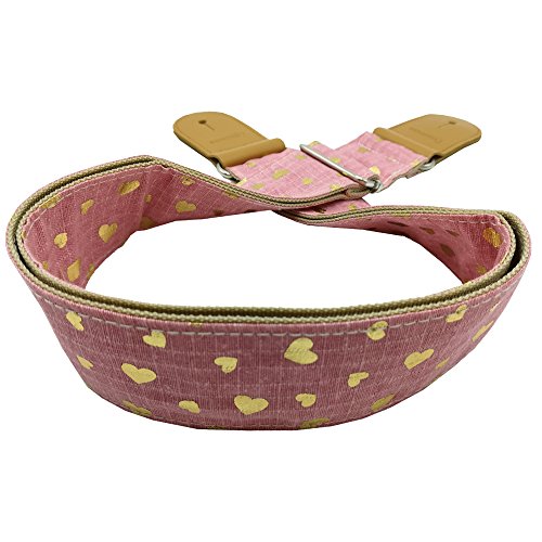 Xinlinke Girls Guitar Strap Pink Cotton Heart Pattern Electric Acoustic Guitar Bass Music Accessories #TOP3