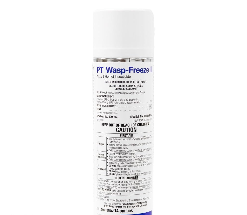 BASF PT Wasp-Freeze Insecticide for Wasp, Hornet, Yellowjacket & Spider Killer, Quick Knockdown Spray, Indoor or Outdoor Use, 17.5 oz