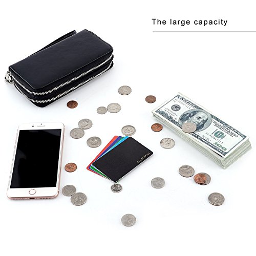 Abberry Double Zipper Wristlet Wallet Long Clutch Purse Cellphone Wallet For Women (Black) #TOP5