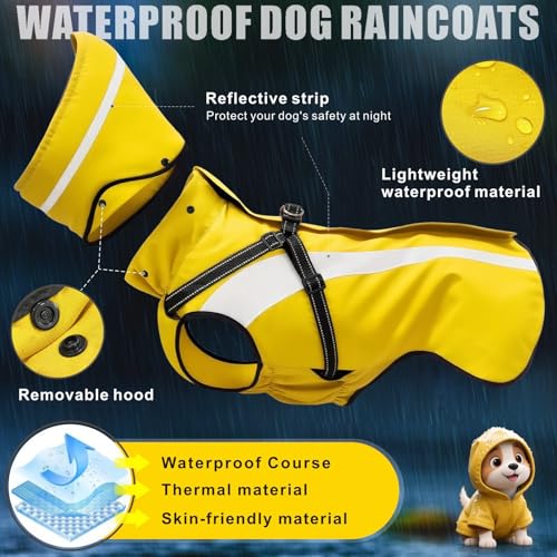 Oslueidy Hund Regenmantel wasserdichte Regenmäntel für Hunde Regenjacken mit Kapuze Haustier Regen Poncho Mantel für kleine mittlere große Hunde Welpen S-XXL (Gelb, M)
