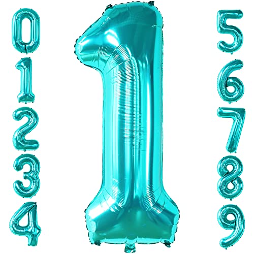 Image of KatchOn Teal Number Balloon For Under the Sea Party Decorations 40 Inch