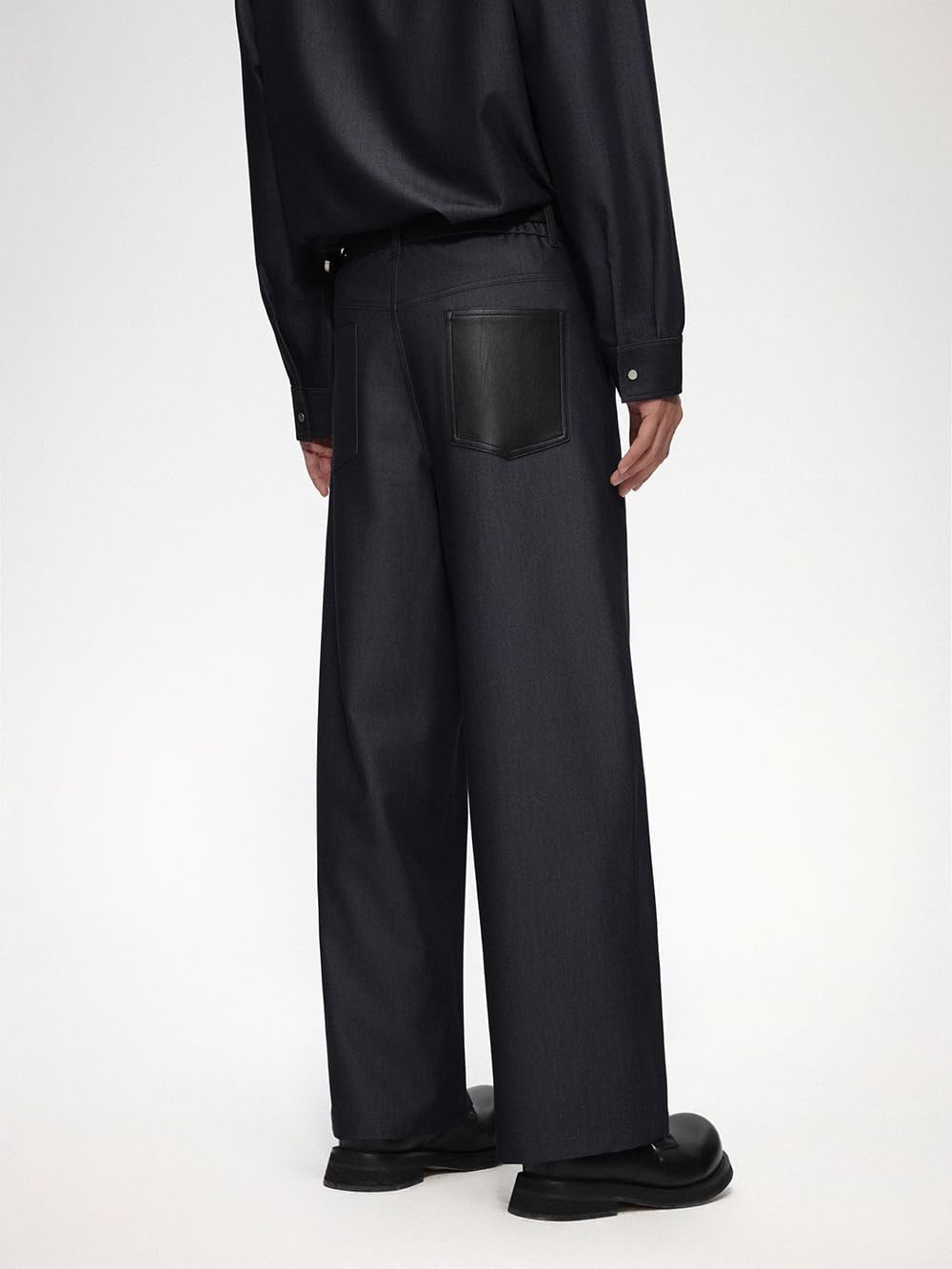 Men's Suit Pants Denim Patchwork Straight Leg Loose Summer Casual Office Pants for Men