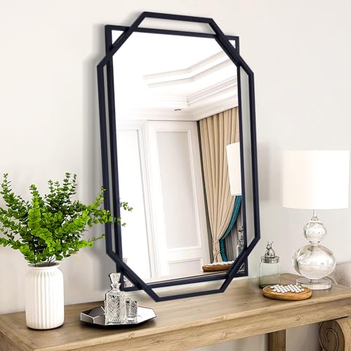 Black Bathroom Mirror, 36" x 24" Mirror Wall Decor with